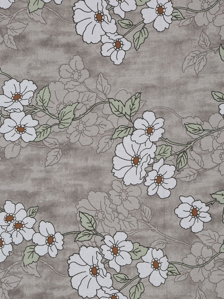 Myntra Elegant Homes Grey Floral Pure Cotton 400 TC King Superfine Bedsheet with 2 Pillow Covers-98 x 89 inches