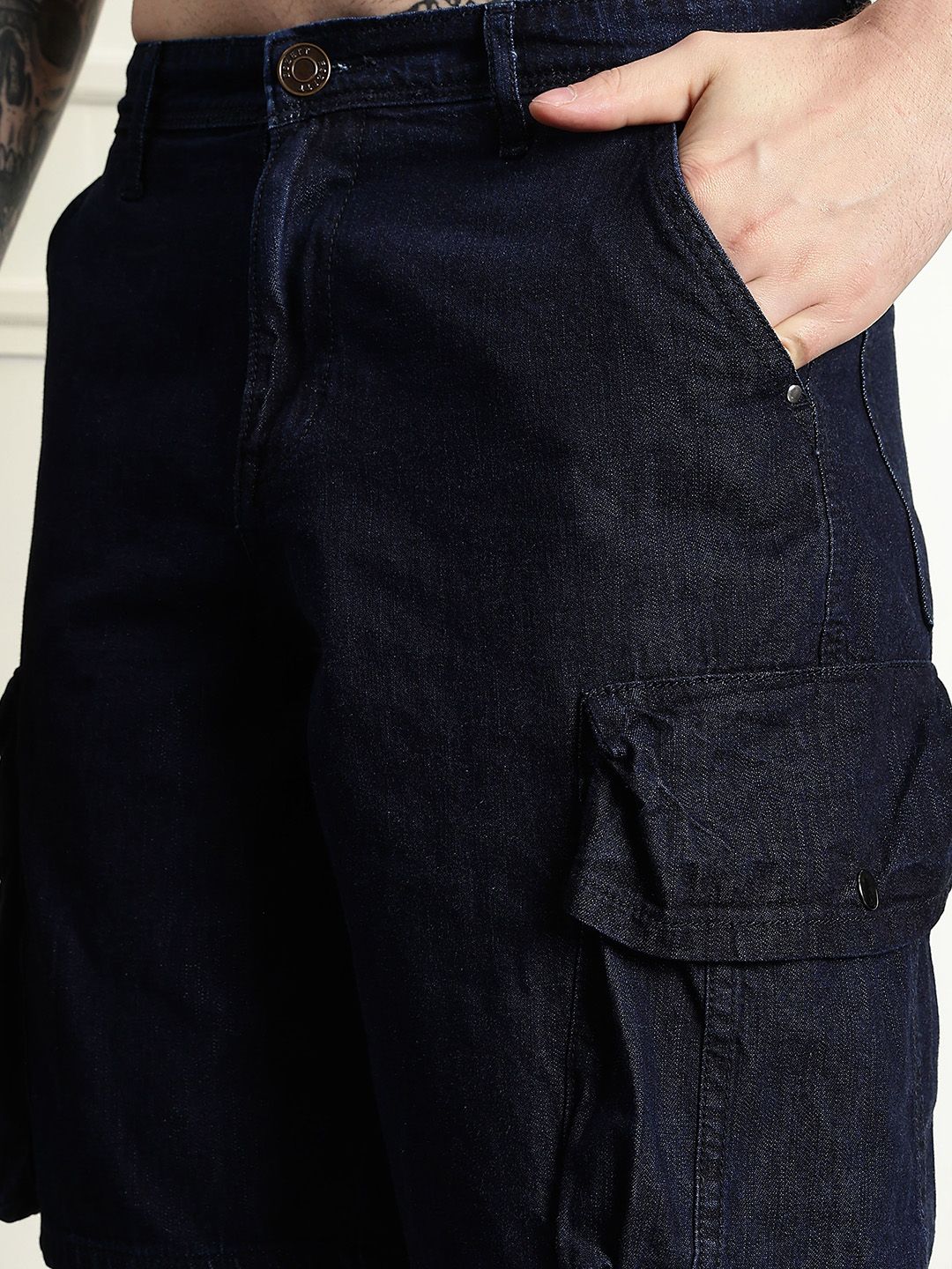 Seluar Pendek Kargo Denim Pertengahan Eszett Lelaki