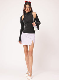 DressBerry Chic & Cheery High Neck Shimmer Top with Crop Shrug