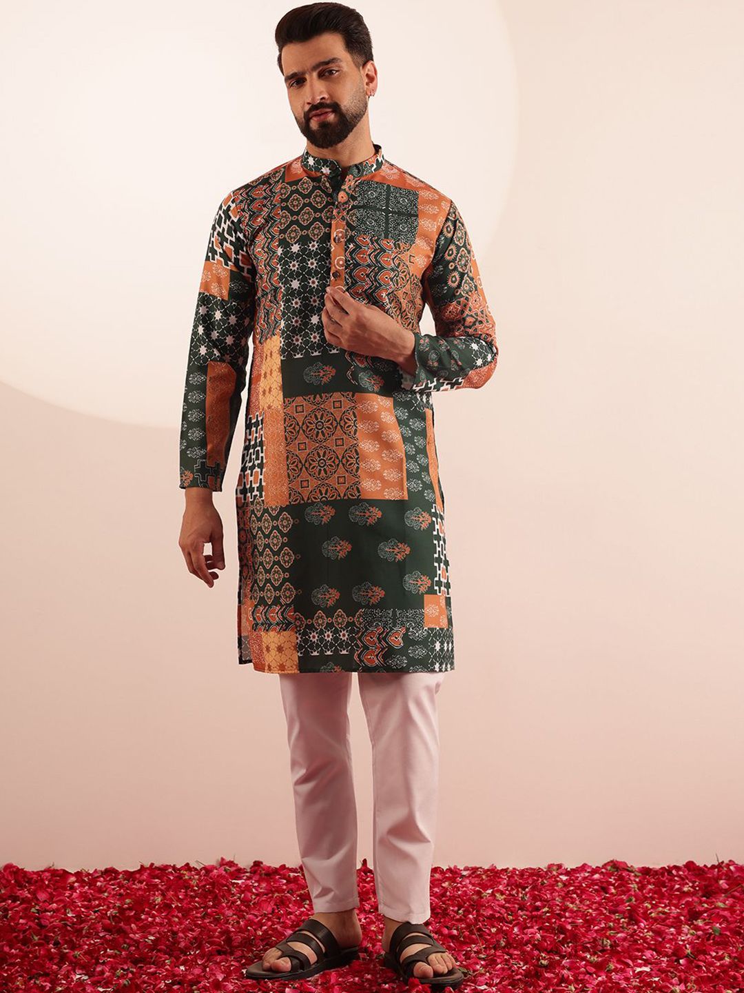 Anouk Men Floral Printed Kurta with Pyjama