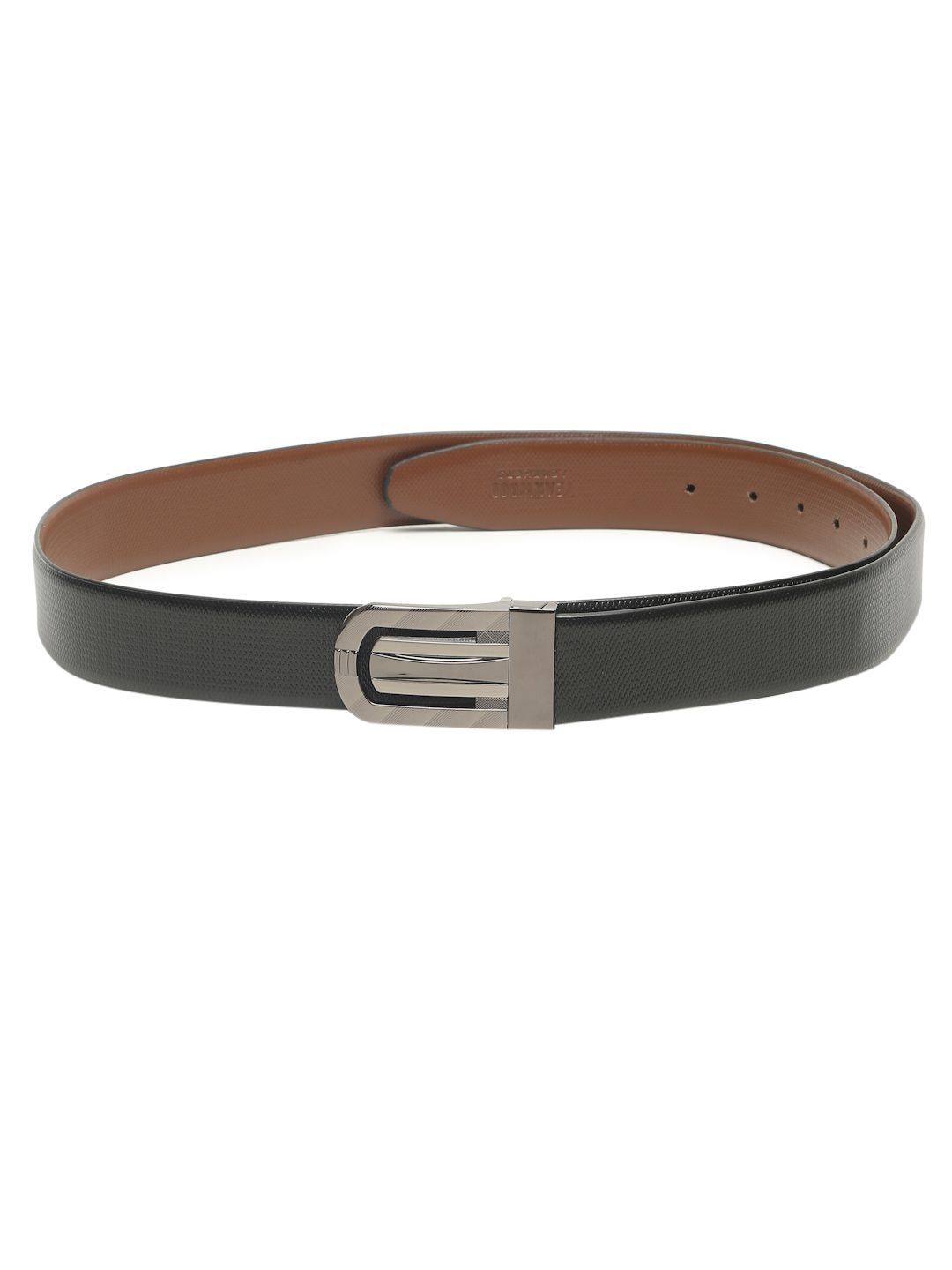 Teakwood Leathers Men Textured Leather Reversible Formal Belt
