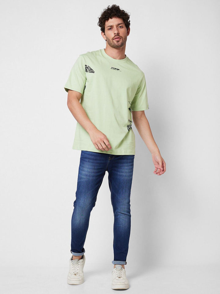 SPYKAR Graphic Printed Round Neck Relaxed Fit Cotton T-shirt