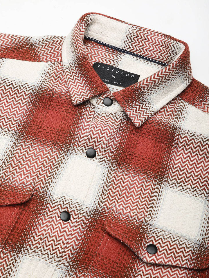 VASTRADO Men Classic Slim Fit Opaque Checked Casual Shirt