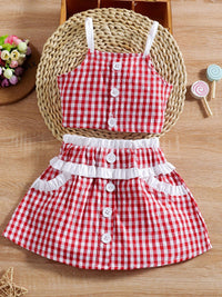 YK Infant Girls Checked Top & Shorts Clothing Set