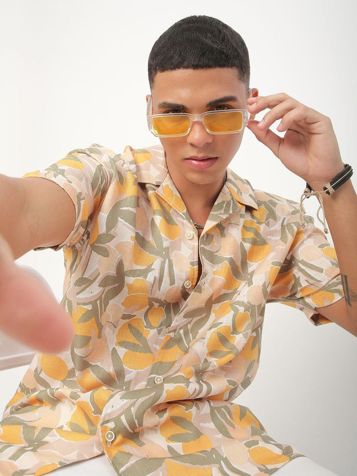 VASTRADO Men Classic Floral Opaque Printed Pure Cotton Casual Shirt