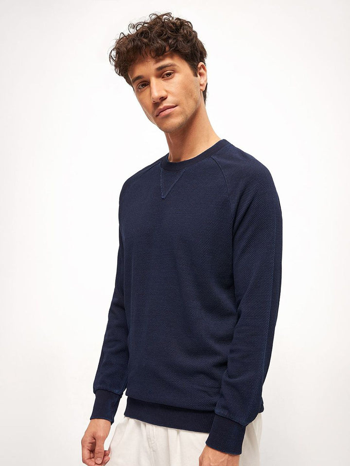 THE BEAR HOUSE Men Crew Neck Self-Design Pullover Sweater