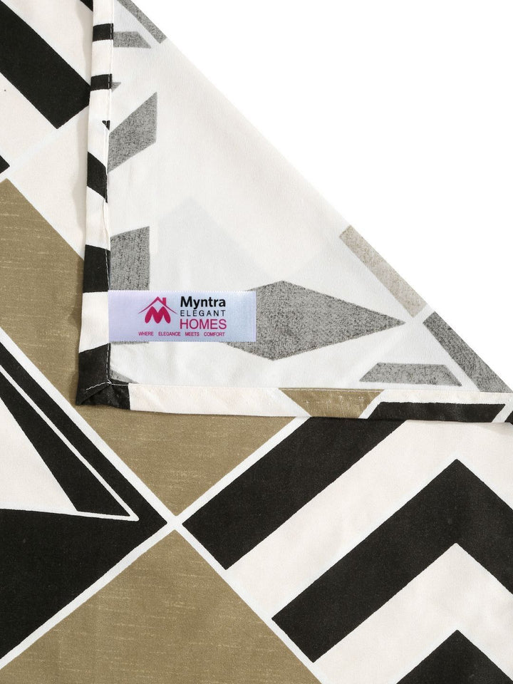 Myntra Elegant Homes White Geometric Cotton 300 TC Single Cadar Halus dengan Sarung Bantal-89 x 59 inci