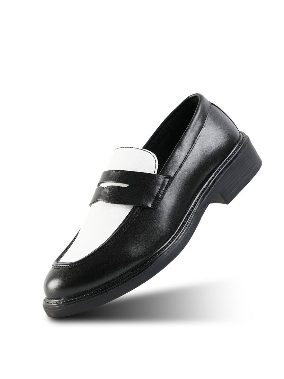 MONKSTORY Cosmopolitan Contrast Penny Loafers  - Black/White