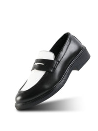 MONKSTORY Cosmopolitan Contrast Penny Loafers  - Black/White