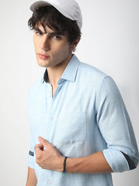 VASTRADO Men Classic Cutaway Collar Textured Cotton Slim Fit Casual Shirt