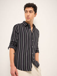 THE BEAR HOUSE Men Vertical Striped Cotton Slim Fit Casual Shirt
