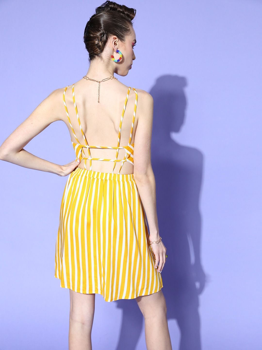 Berrylush Striped A-Line Dress