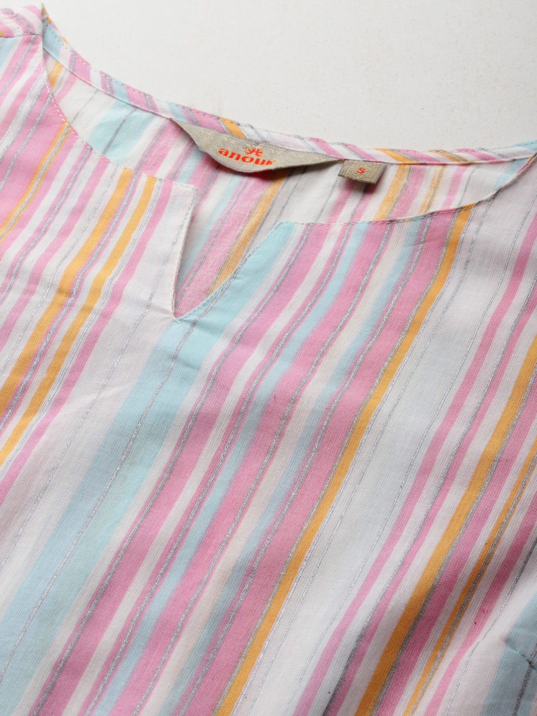 Anouk Cotton Multi-Striped Straight Kurta