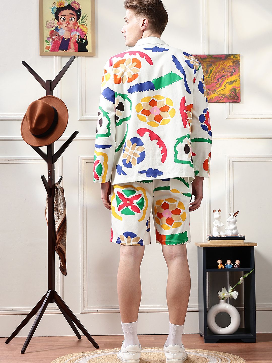 Eszett Ethnic Motifs Printed Spread Collar Oversized Pure Cotton Shirt With Shorts