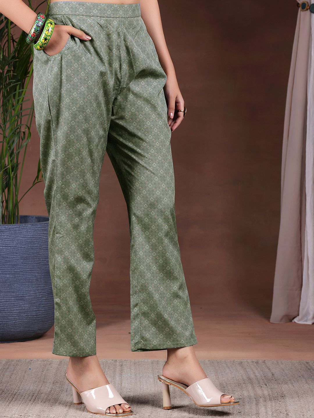 Libas Ethnic Motifs Printed Keyhole Neck Straight Kurta with Trousers & Dupatta