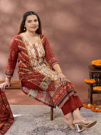 Mamicha Floral Printed Kurta With Palazzos & Dupatta