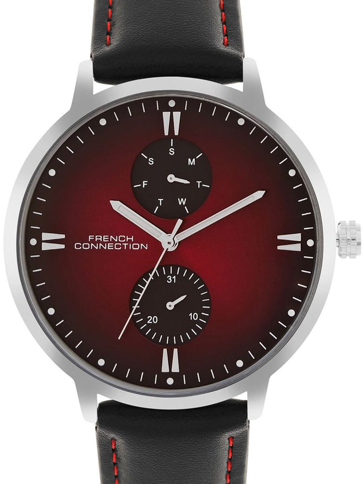 French Connection Men Printed Dial & Leather Straps Analogue Watch FCN066MBL