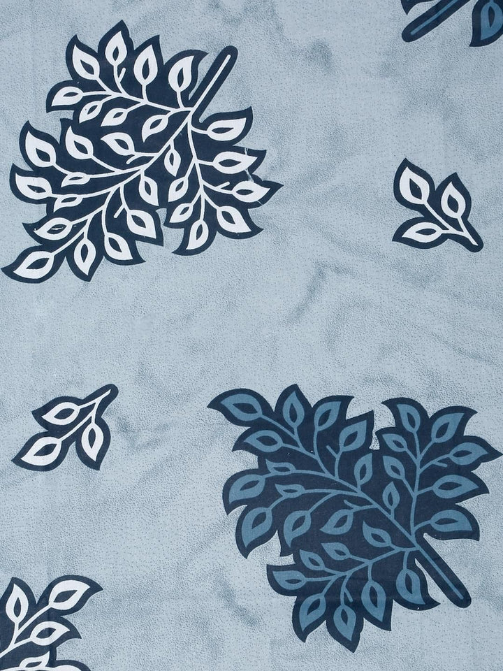 KLOTTHE Blue Floral 400 TC King Bedsheet with 2 Pillow Covers