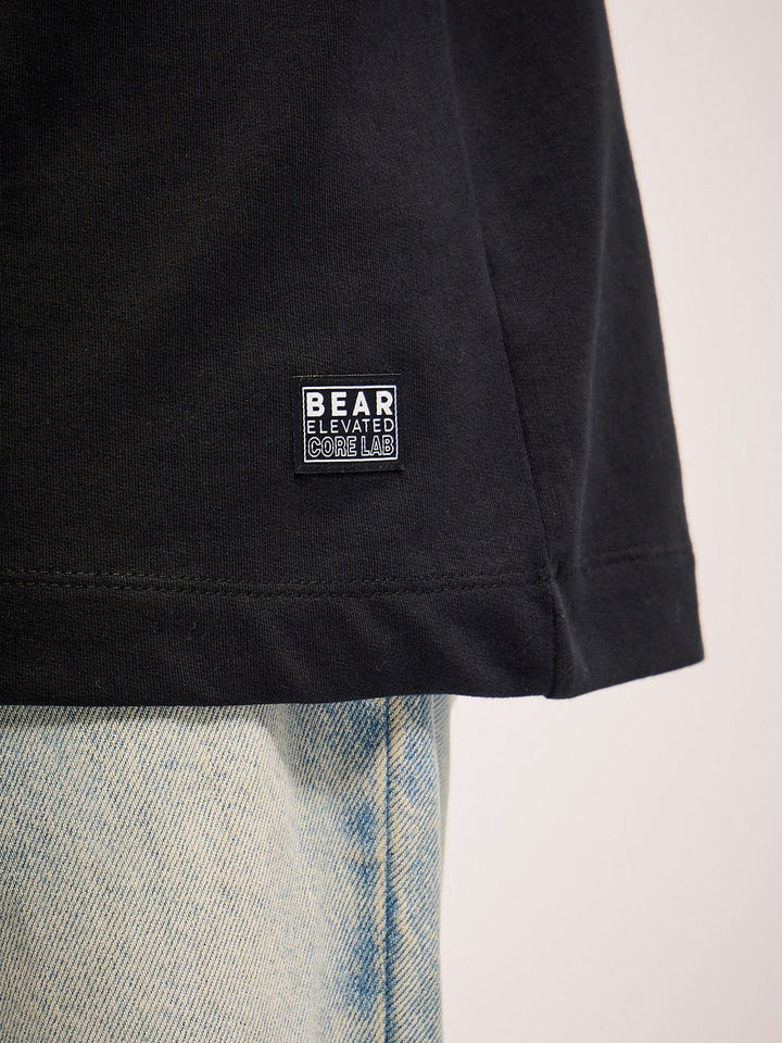 THE BEAR HOUSE Men Typography Printed Round Neck Cotton Oversized T-Shirt