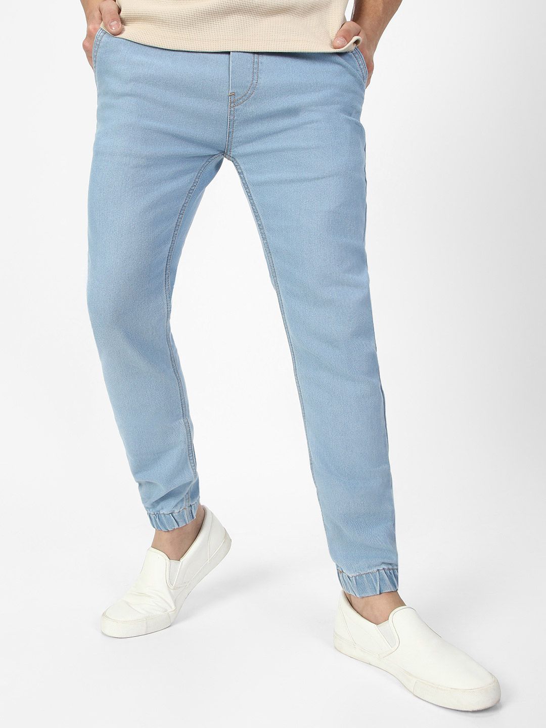 Urbano Fashion Men Blue Slim Fit Mid-Rise Clean Look Stretchable Jogger Jeans