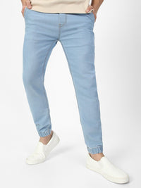 Urbano Fashion Men Blue Slim Fit Mid-Rise Clean Look Stretchable Jogger Jeans