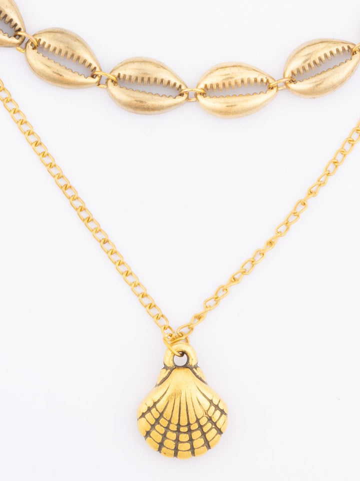 Kalung Minimal Cangkang Bersalut Emas PANASH