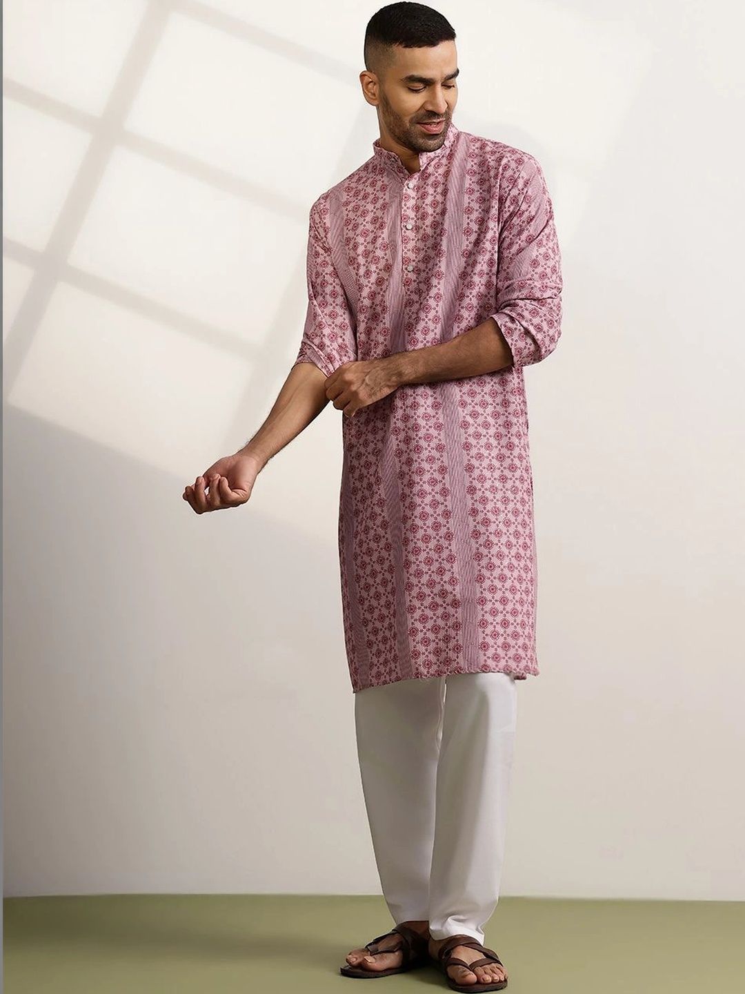 Anouk Men Printed Kurta Biasa dengan Seluar