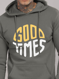 ADRO Lelaki Typography Printed Cotton Hooded Sweatshirt