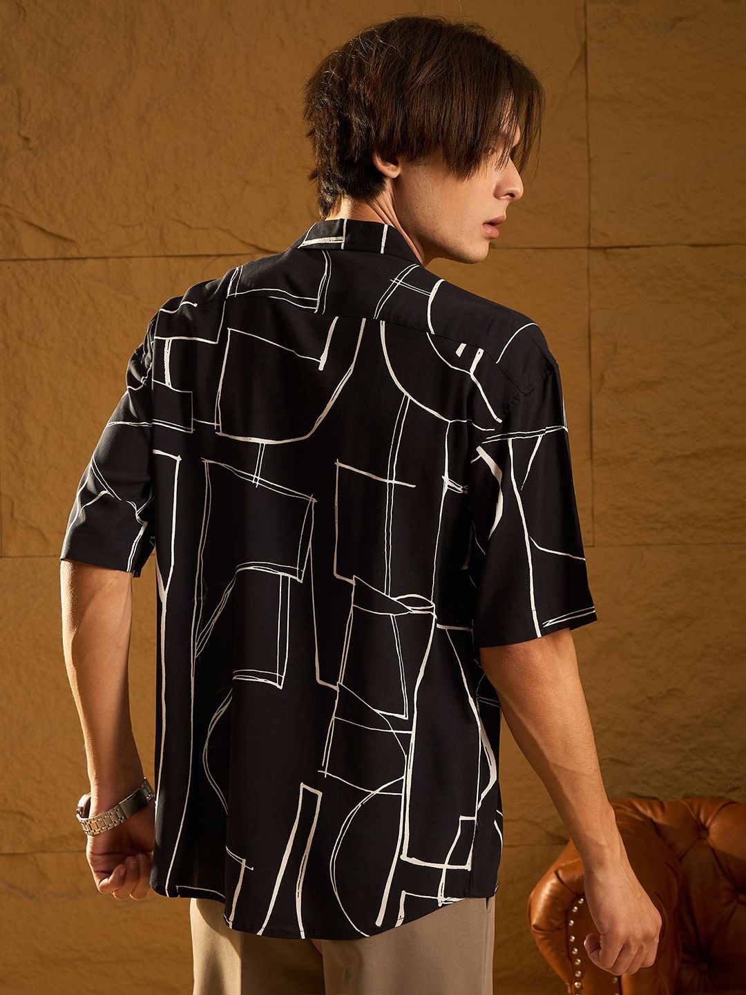 DENNISON Abstract Printed Drop Shoulder Oversized Shirt