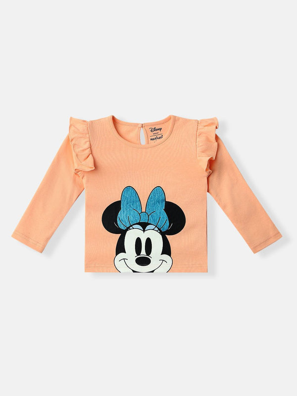 NautiNati Disney Minnie Mouse Baby Girls Orange Pure Cotton T Shirt