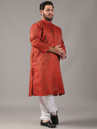 SOJANYA PLUS Plus Size Men Ethnic Motifs Woven Design Straight Kurta With Pyjamas