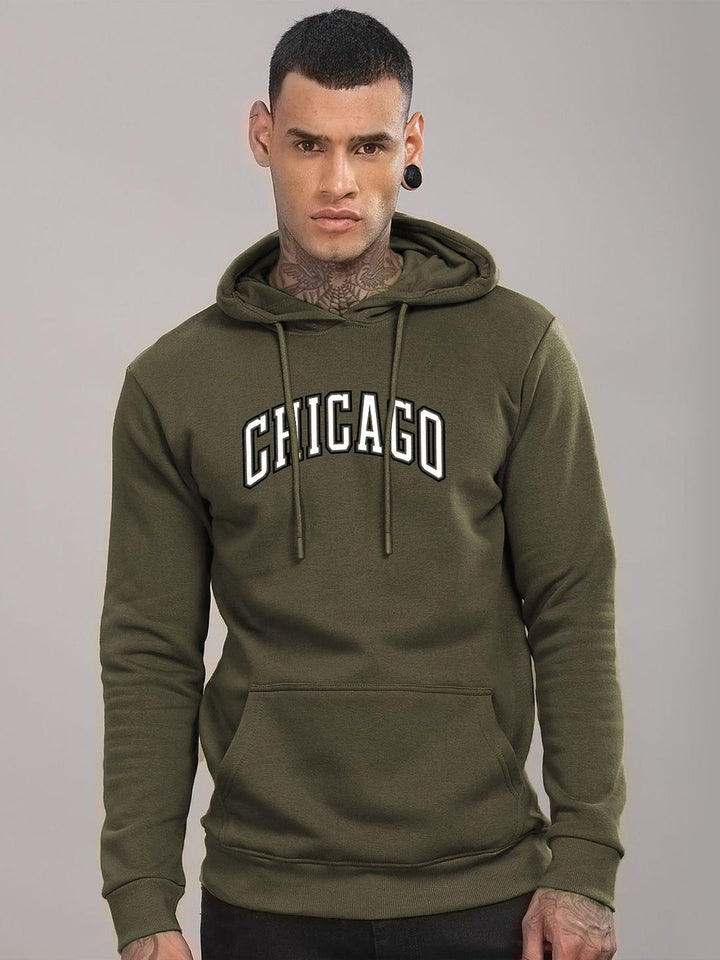 ADRO Men Typography Printed Hood Cotton Pullover Sweatshirt