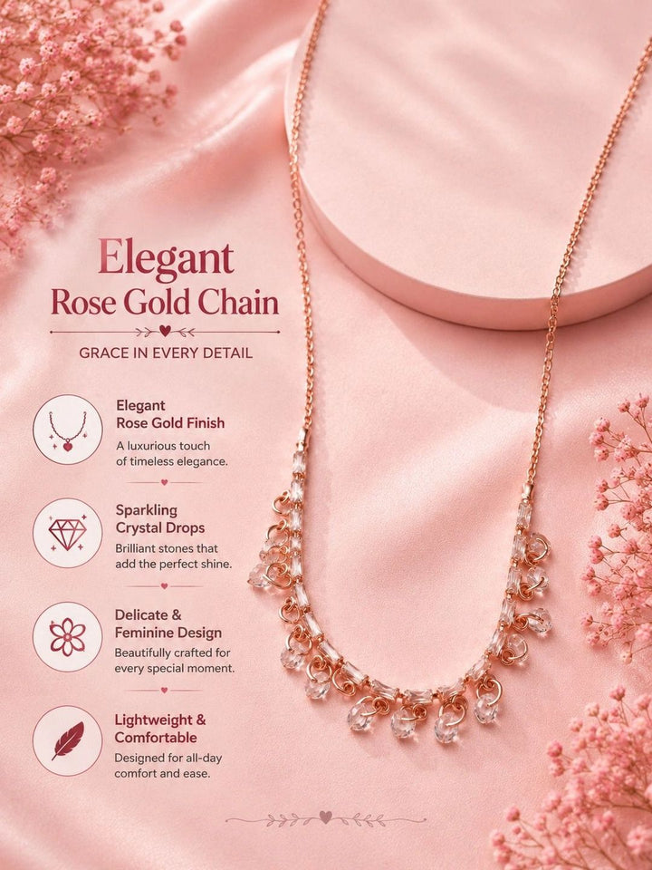 PANASH Women Rose Gold Crystal Beaded Statement Necklace