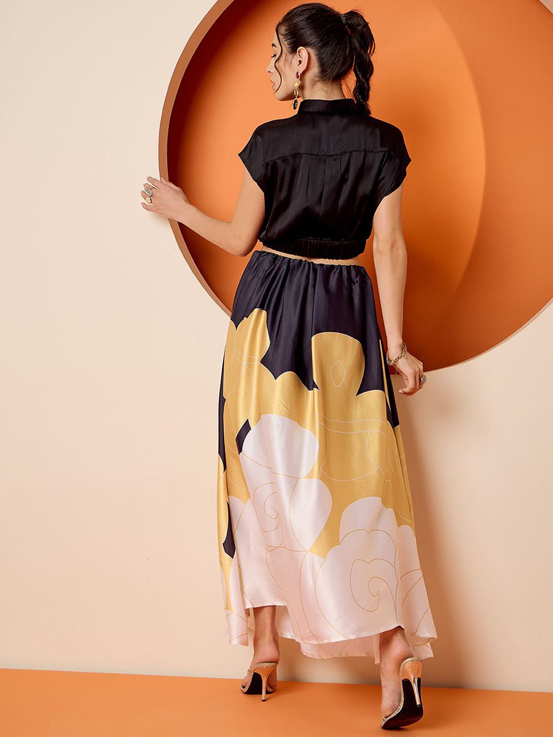 Antheaa Crop Top & Printed Maxi Skirt
