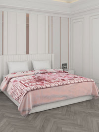 Monte Carlo Peach & White Floral Printed Heavy Winter 1000 GSM Double Bed Blankets