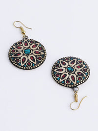 Anouk Gold Plated Cubic Zirconia Studded Circular Shaped Drop Earrings