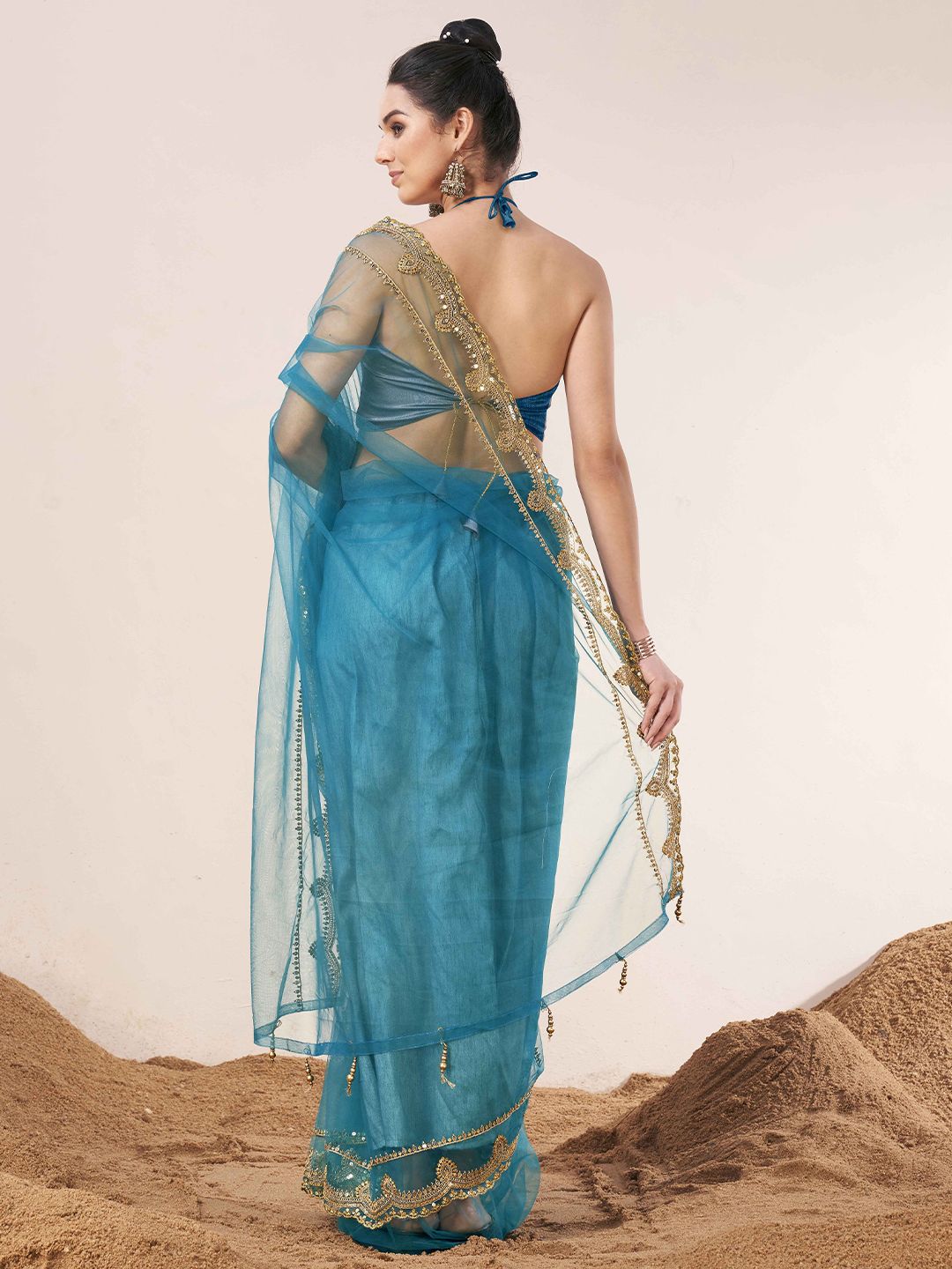 Tikhi Imli Sequinned Net Saree