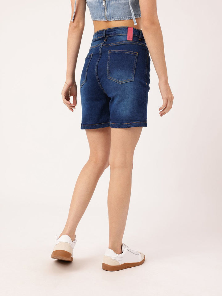 DressBerry Women Street Cool Faded Denim Shorts