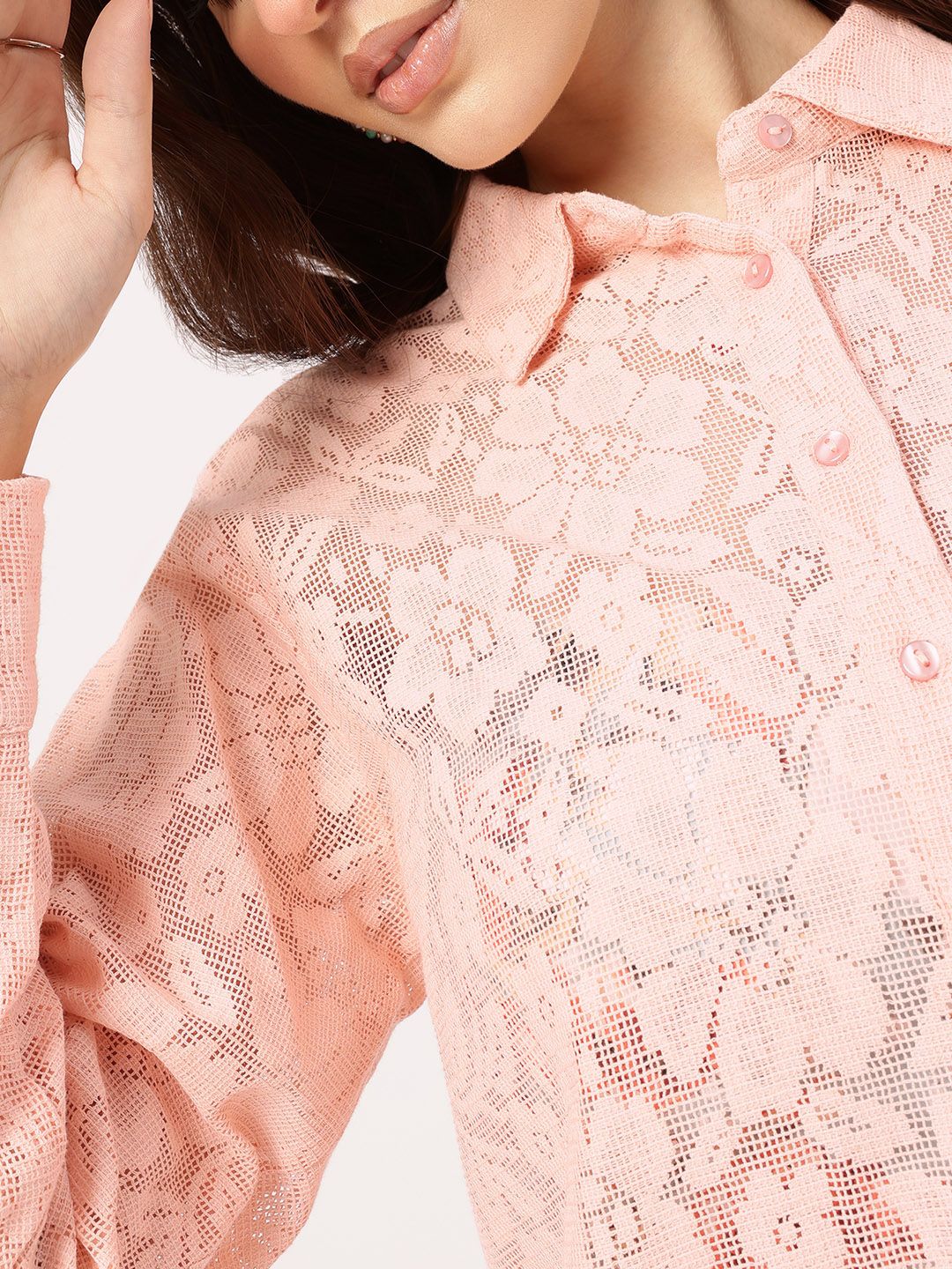 DressBerry Dreamy Designs Self-Designed Semi-Sheer Shirt