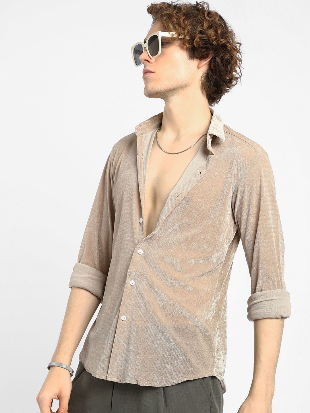 Campus Sutra Men Regular Fit Textured Casual Shirt