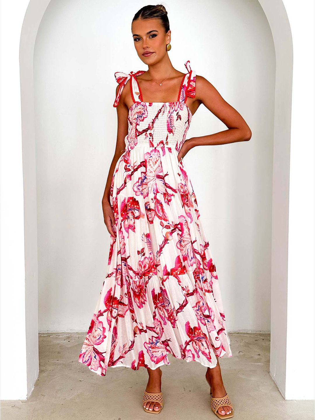 all about you Floral Printed Fit and Flare Maxi Dress
