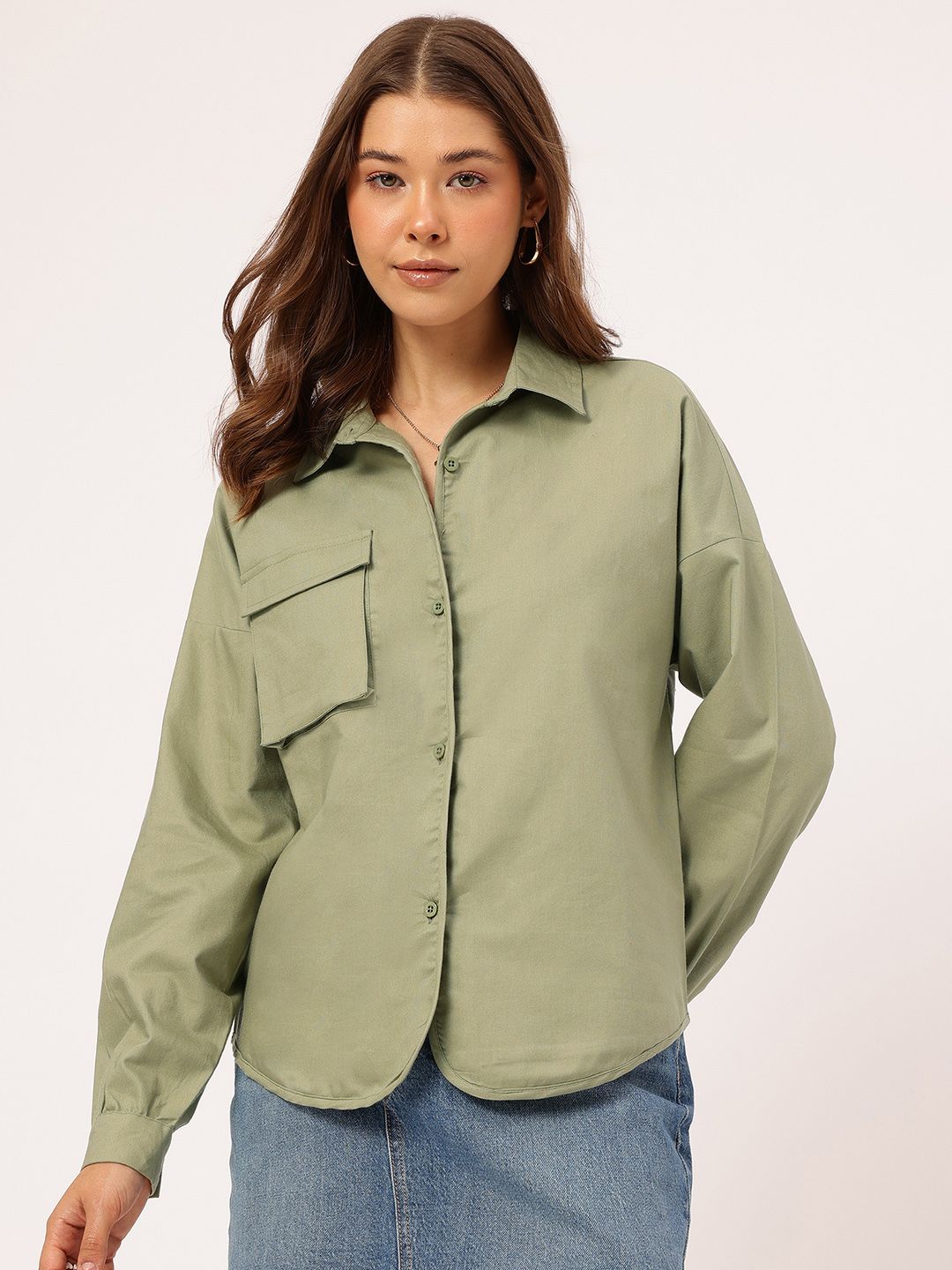 DressBerry Army Chic Chest Pocket Detail Shirt
