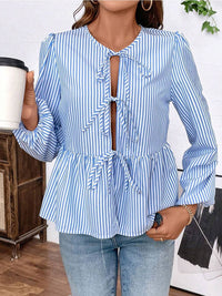 DressBerry Striped Puff Sleeve Top