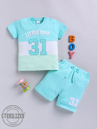 Moms Love Boys Puff Typography Printed & Striped Pure Cotton Clothing Set
