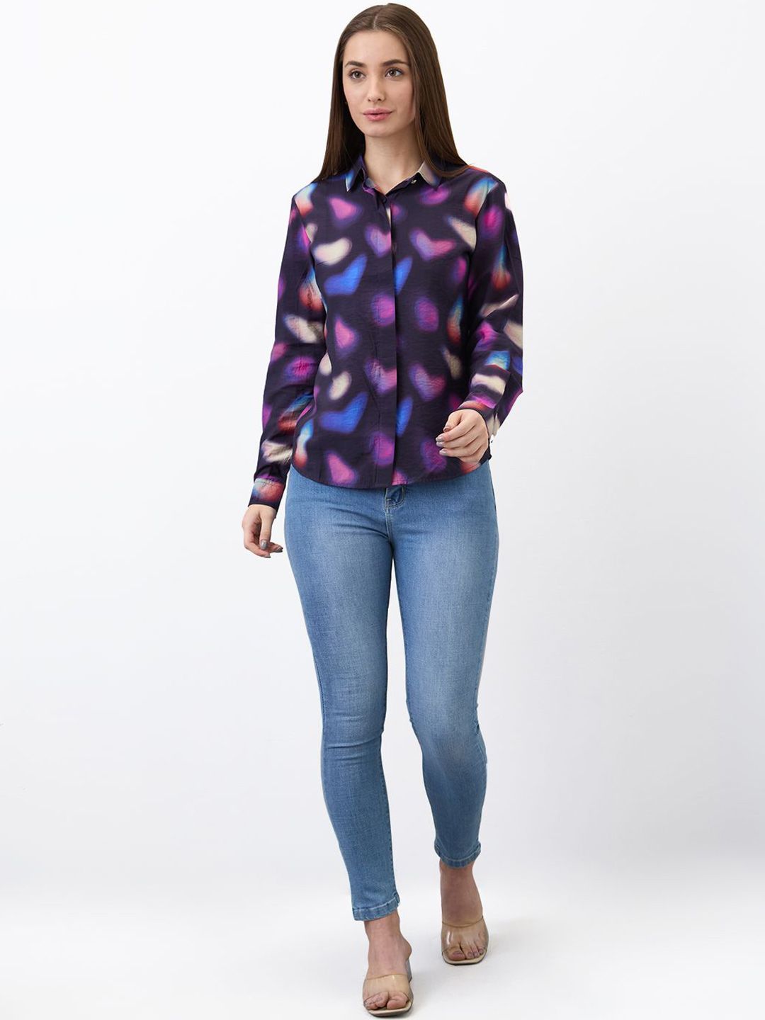 SPYKAR Women Spread Collar Abstract Printed Casual Shirt