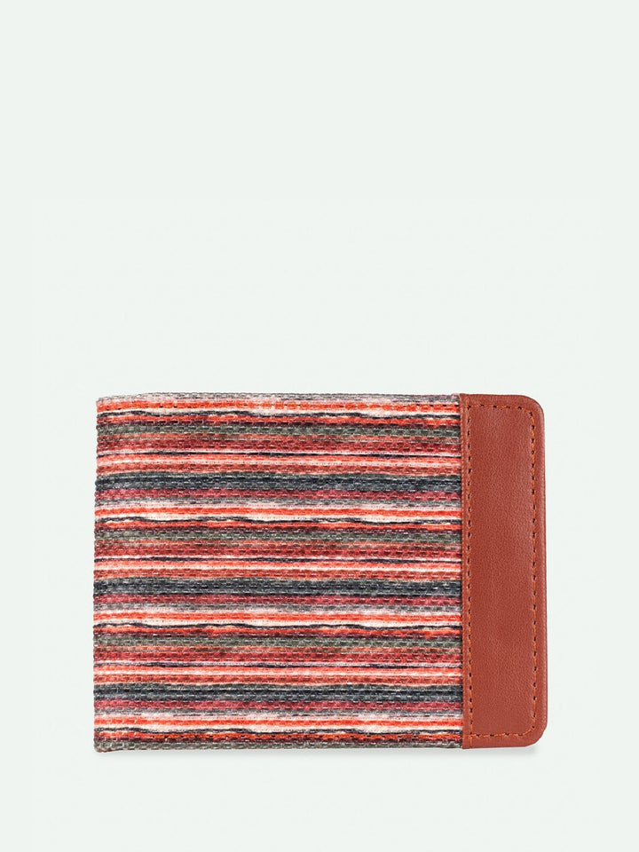 ZOUK Men Striped Leather Classic Sleek - Goan Waves Two Fold Wallet
