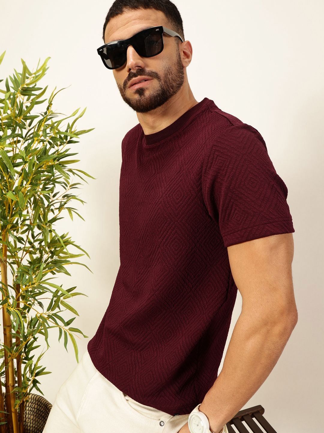 Thomas Scott Men Anti Odour Solid Round Neck T-Shirt