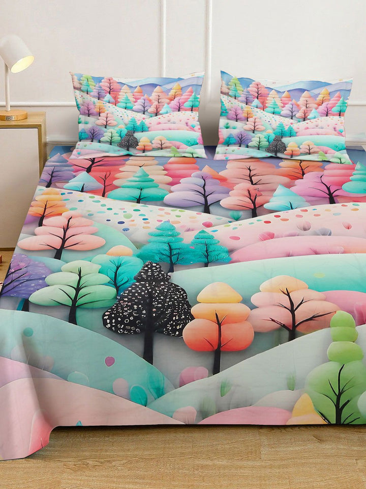 Klotthe Floral Printed 400 TC Double King 7D Bedsheet With 2 Pillow Cover-2.50 m x 2.25m