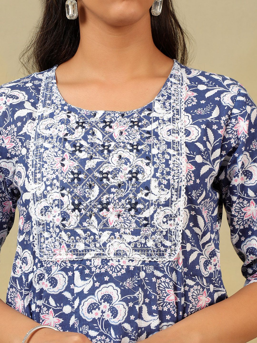 Mamicha Ethnic Motifs Printed Thread Work Pure Cotton Kurta with Trousers & With Dupatta
