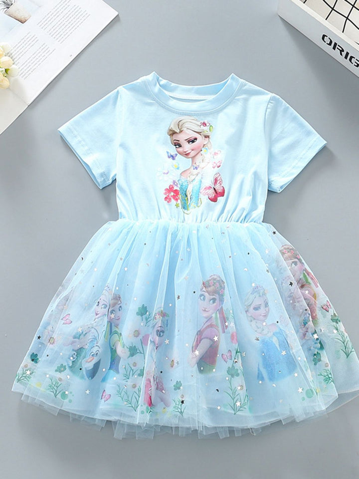 YK Floral Flared Sleeve Fit & Flare Dress
